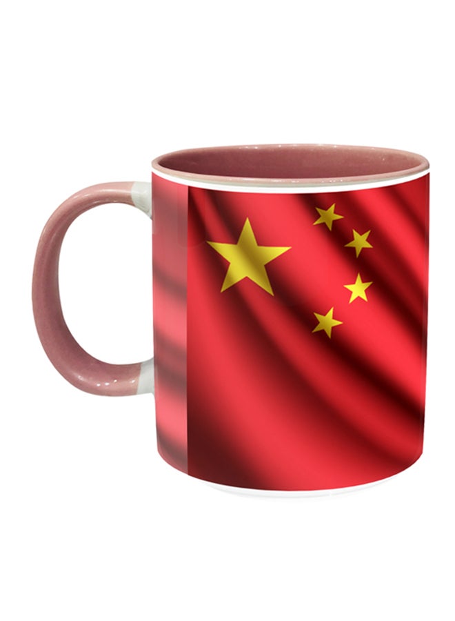 إمبريس مج قهوة مزين بعلم الصين وردي/أحمر/أصفر
