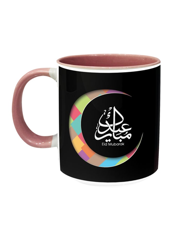 إمبريس مج قهوة مطبوع بعبارة "Eid Mubarak" 102 أسود/ وردي/ أحمر