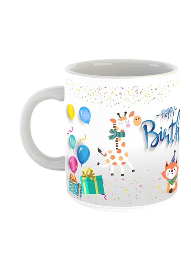 إمبريس مج قهوة مطبوع بعبارة "Happy Birthday" أبيض/أخضر/أصفر 