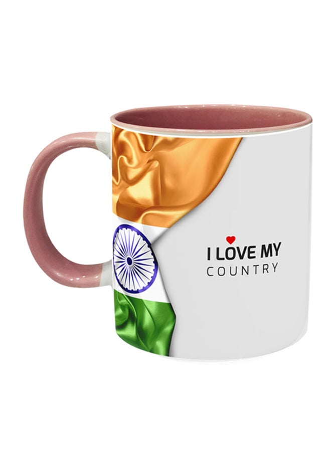 إمبريس قدح قهوة مطبوع عليه علم الهند وردي/ برتقالي/ أخضر