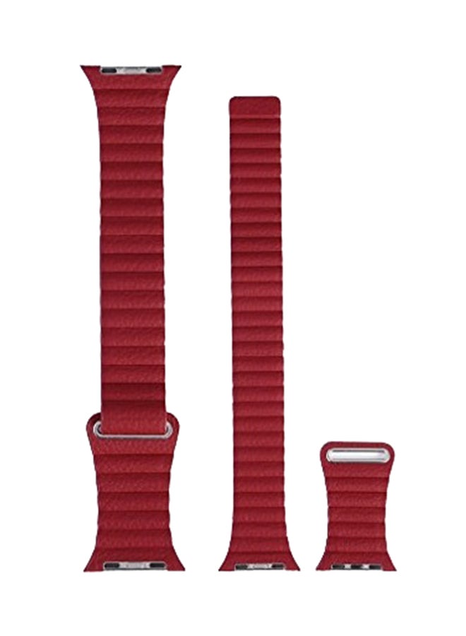 Smart Band - Leather Replacement Band For Apple Watch Series 3/2/1 Red - Image 1