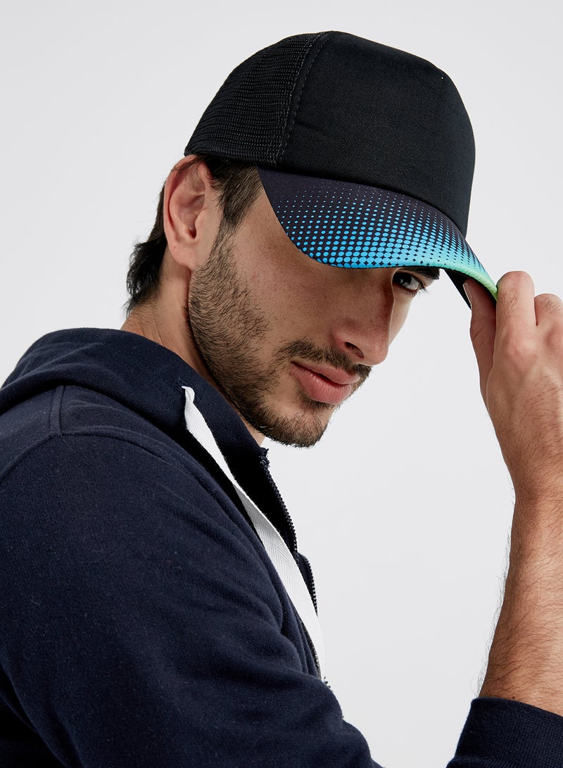 Graphic Printed Snapback Closure Cap Black/Blue
