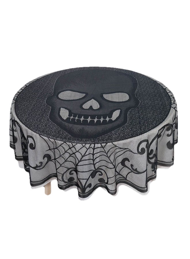 غطاء طاولة مخرم دائري الشكل بطبعة جماجم 70بوصة