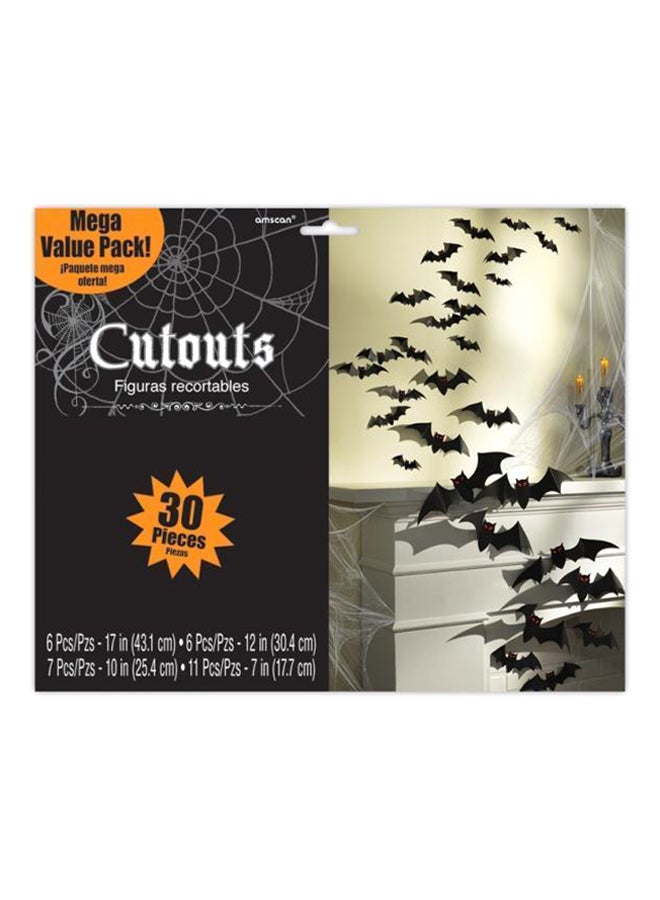 Amscan 30-Piece Party Decorative Paper 3D Bat Set