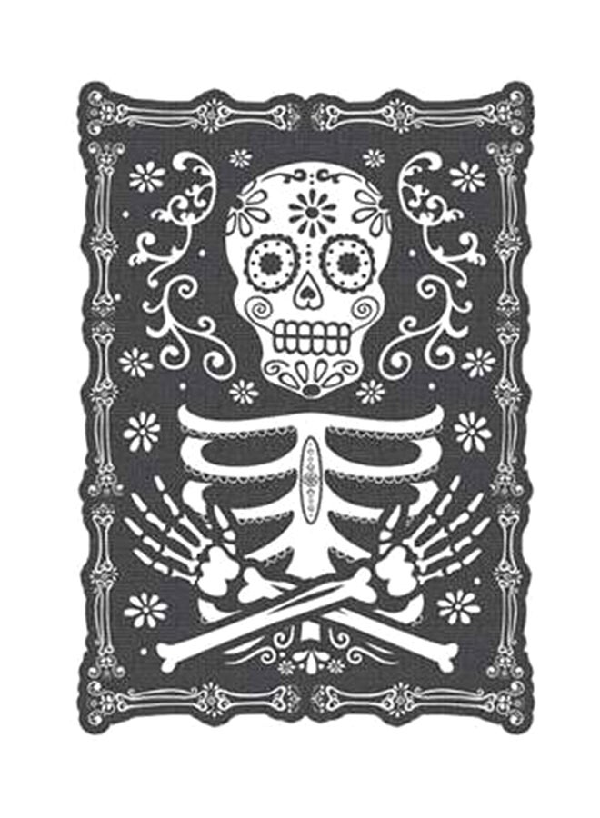 أمسكان لافتة محدبة بنمط عظام وخلفية سوداء