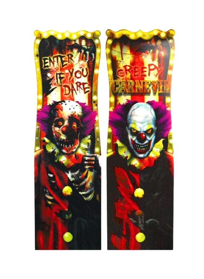 أمسكان لافتة عدسية الشكل بتصميم مهرجان مخيف