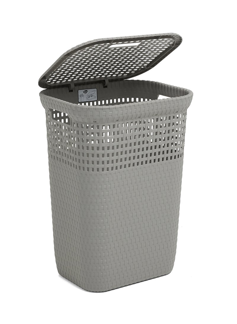 DEA HOME Plastic Laundry Basket With Lid Anthracite 60Liters - Image 2