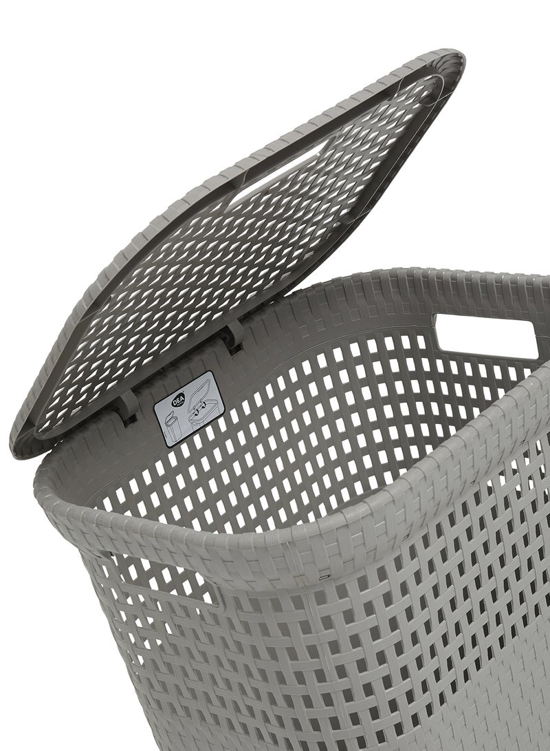 DEA HOME Plastic Laundry Basket With Lid Anthracite 60Liters - Image 3