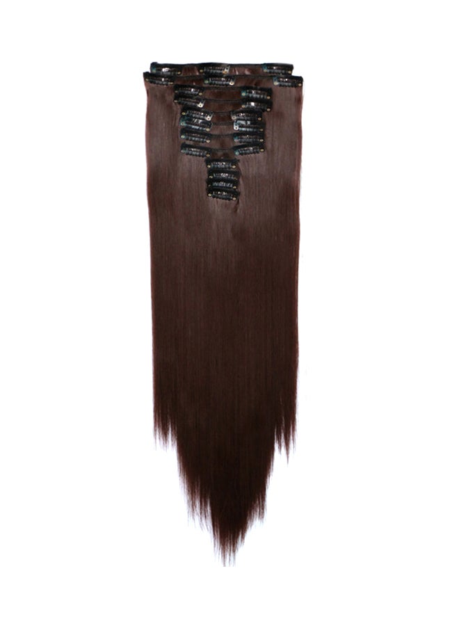 12 Piece Long Straight Hair Extension Brown 60cm