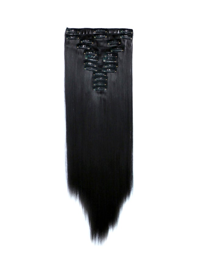 Generic 12 Piece Long Straight Hair Extension Black 60cm
