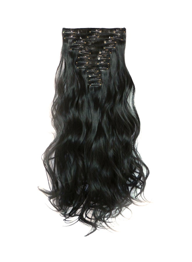 Generic 12 Piece Long Wavy Hair Extension Black 60cm