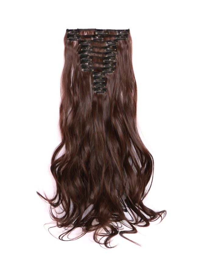 Generic 12 Piece Long Wavy Hair Extension Dark Brown 60cm