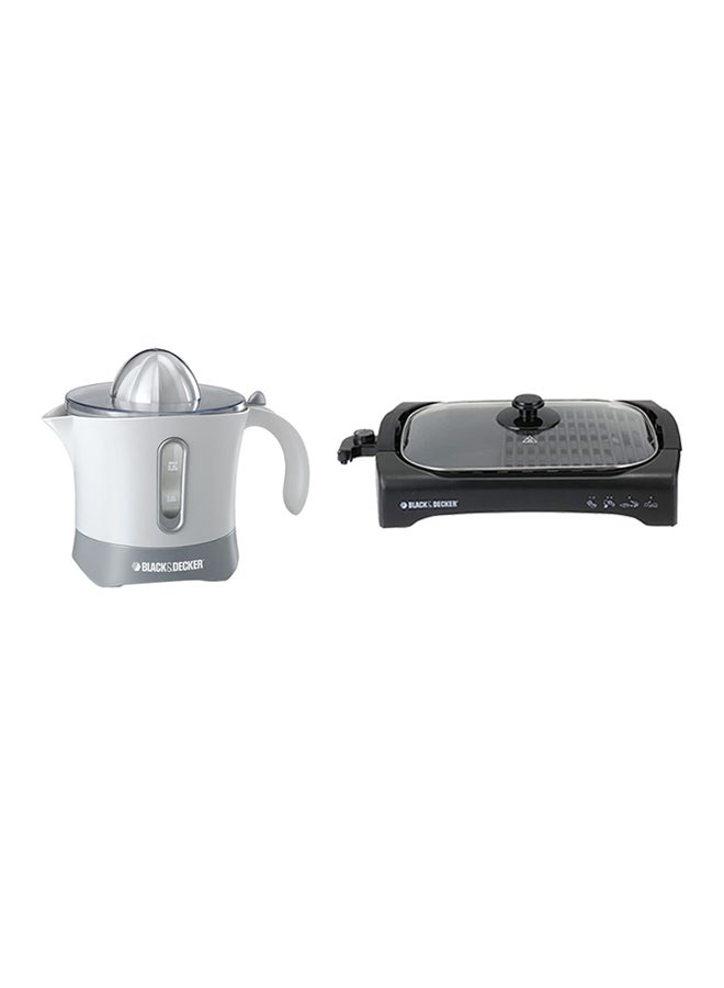 BLACK+DECKER - Flat Contact Grill 2200W LGM70-B5 With Citrus Juicer 30W 500 ml 2200 W CJ650-B5 Black/White - Image 1