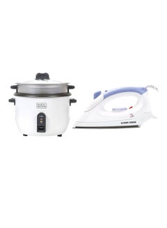 BLACK+DECKER Automatic Rice Cooker 2.8L RC1860-B5 With Dry Iron 1000W F150-B5 White/Black/Blue  - Image 1