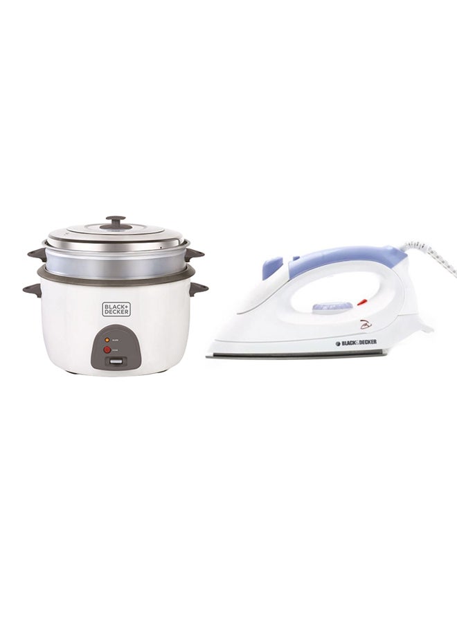 BLACK+DECKER - Non Stick Rice Cooker 2.5L RC1860-B5 With Dry Iron 1600W 2.5 L 1600.0 W F150-B5 White - Image 1
