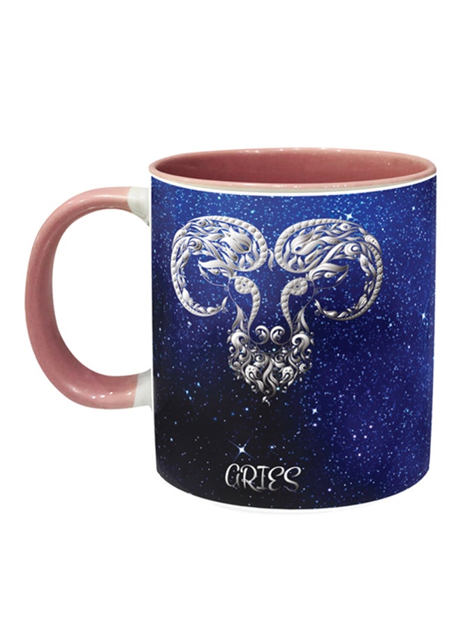 إمبريس قدح قهوة مطبوع علية صورة برج الحمل أزرق/ أبيض/ وردي