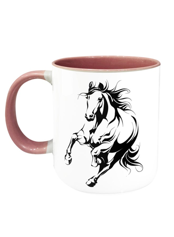 Impress Horse Printed Coffee Mug White/Pink/Black