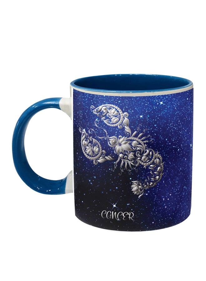 إمبريس مج قهوة مطبوع عليه برج السرطان أزرق/ أبيض