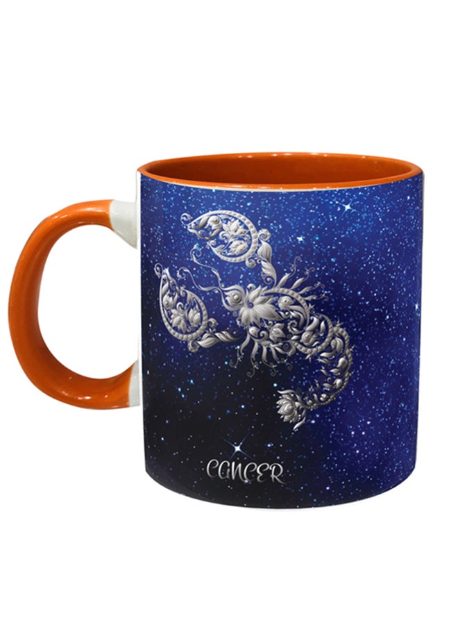 إمبريس مج قهوة مطبوع عليه برج السرطان برتقالي/ أبيض/ أزرق
