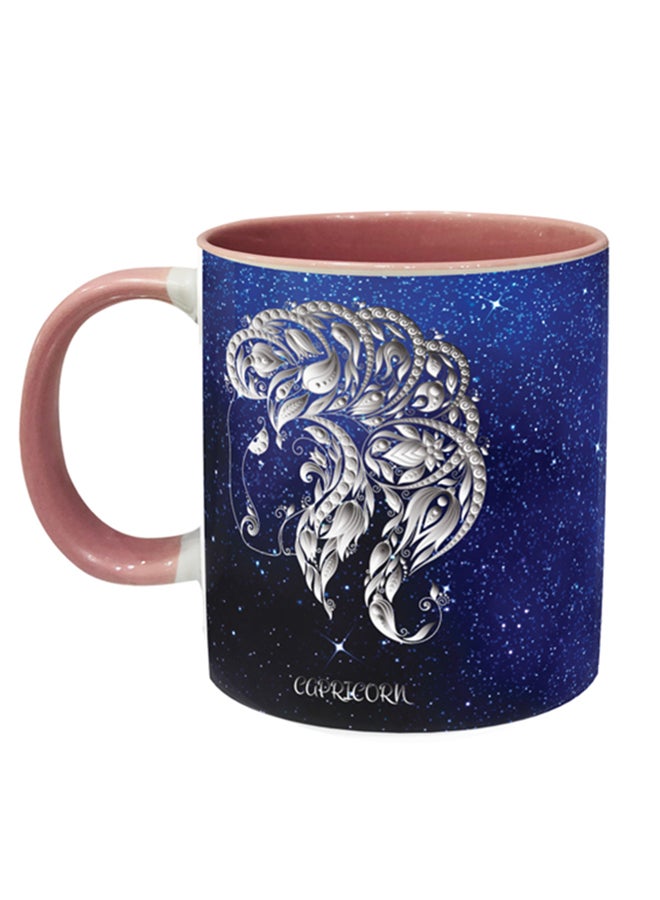 إمبريس قدح قهوة بطبعة برج الجدي وردي/ أزرق/ أبيض