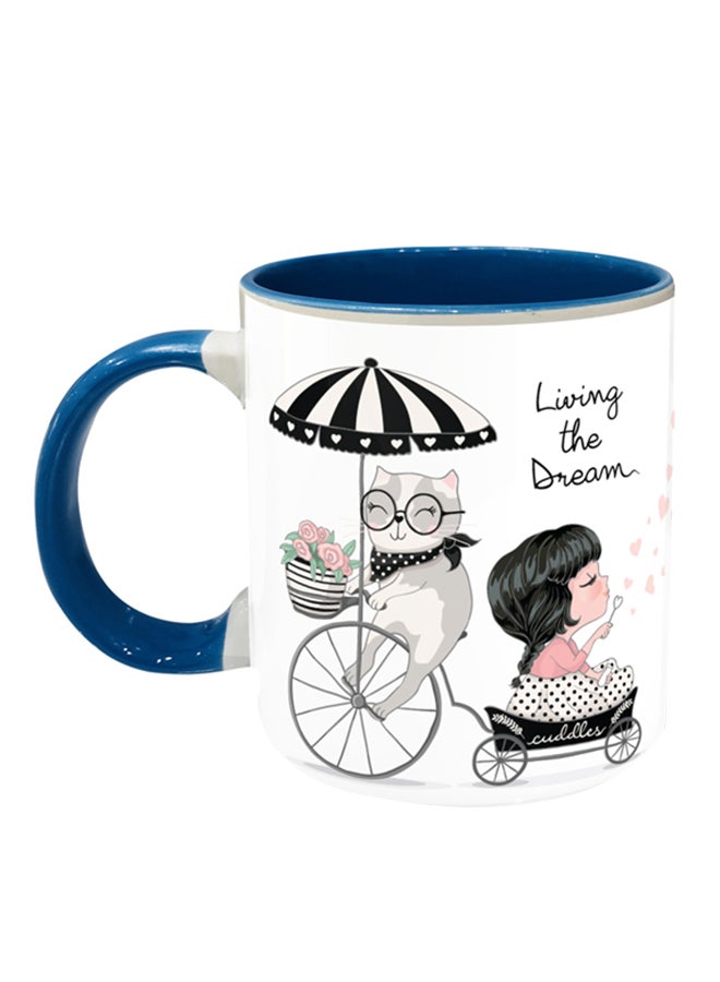 إمبريس قدح قهوة مطبوع عليه عبارة "Living The Dream" أزرق/أسود/أبيض