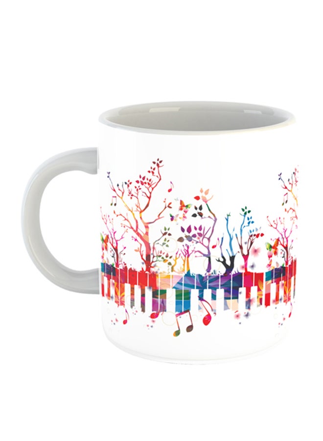 Impress Piano Design Printed Coffee Mug White/Red/Blue