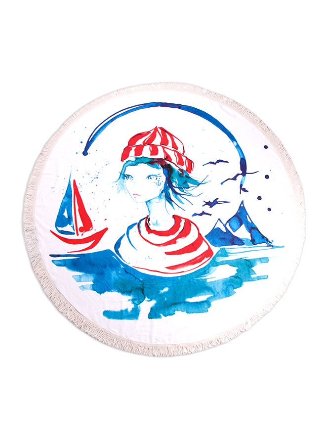 Biggdesign Anemoss Sailor Girl Printed Beach Towel White/Blue/Red 150cm  - Image 1