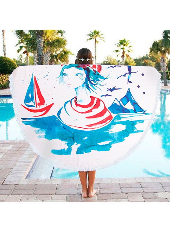 Biggdesign Anemoss Sailor Girl Printed Beach Towel White/Blue/Red 150cm  - Image 2