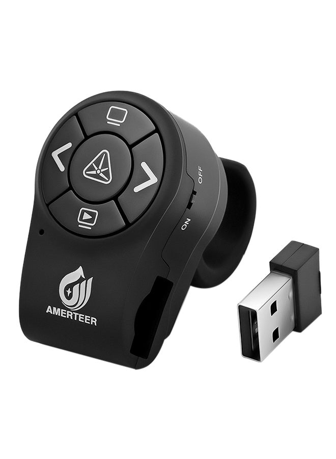 AMERTEER - Rechargeable Wireless Finger Ring Laser Presentation Pointer Black - Image 1