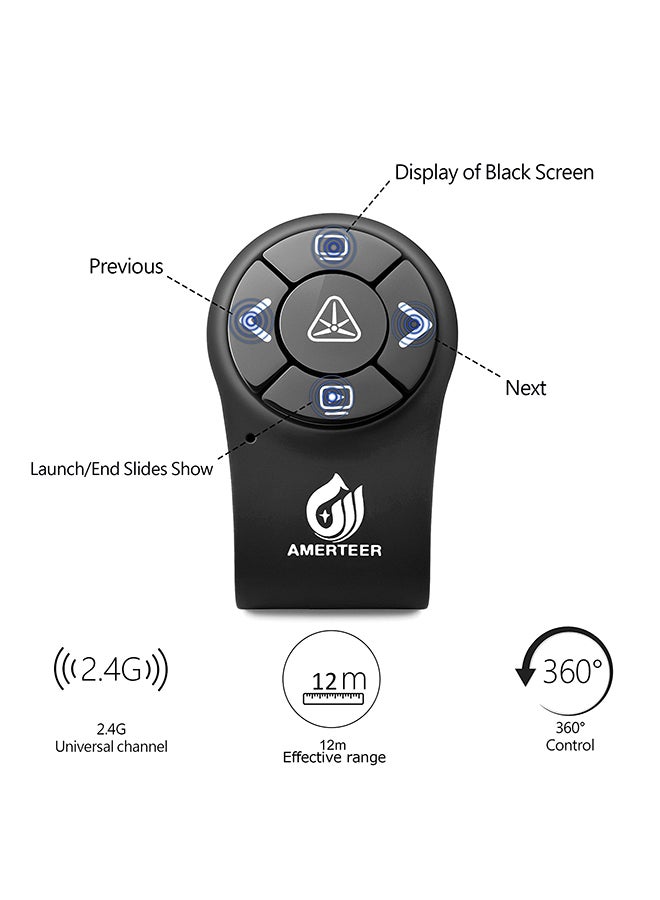 AMERTEER - Rechargeable Wireless Finger Ring Laser Presentation Pointer Black - Image 1