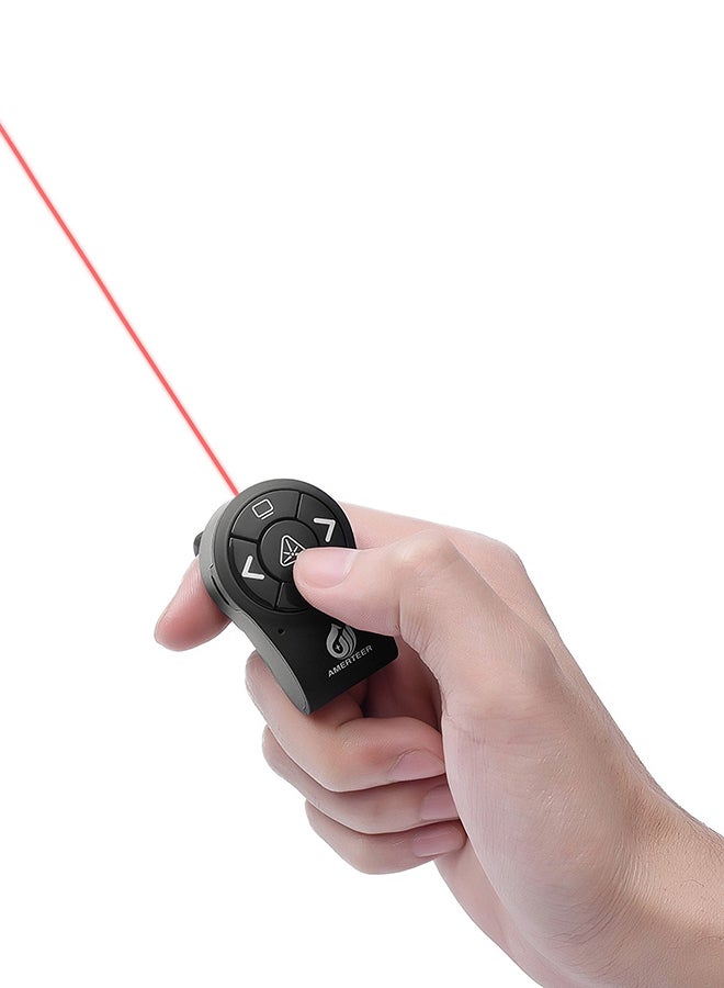 AMERTEER - Rechargeable Wireless Finger Ring Laser Presentation Pointer Black - Image 1