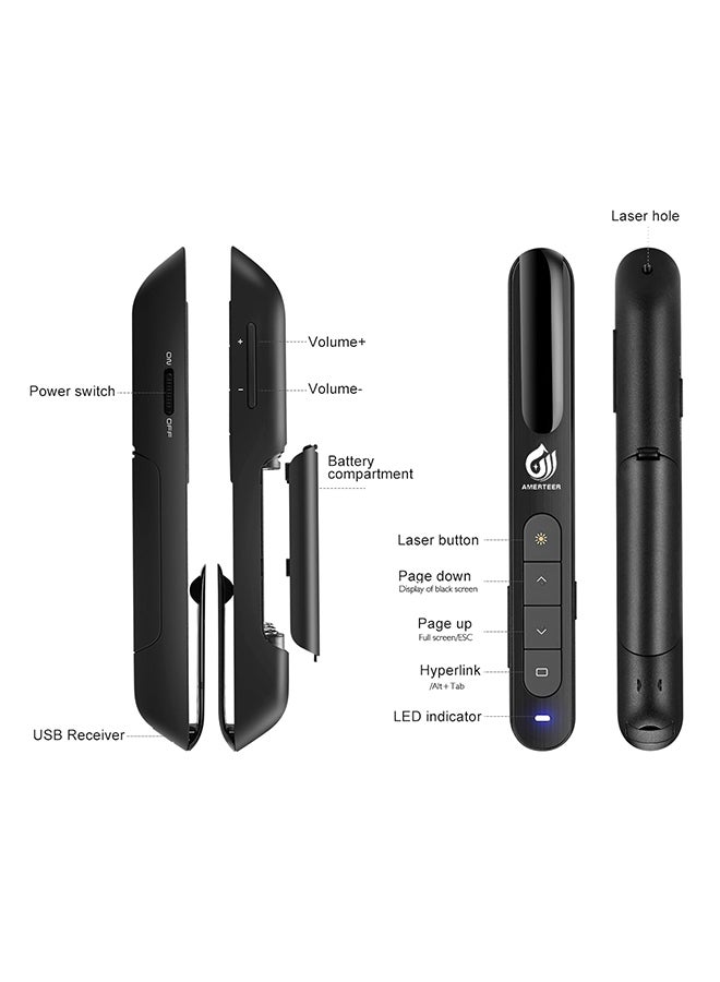 قلم تأشير لاسلكي للعروض التقديمية مع مستقبل USB أسود - v1540285887/N18915592A_3