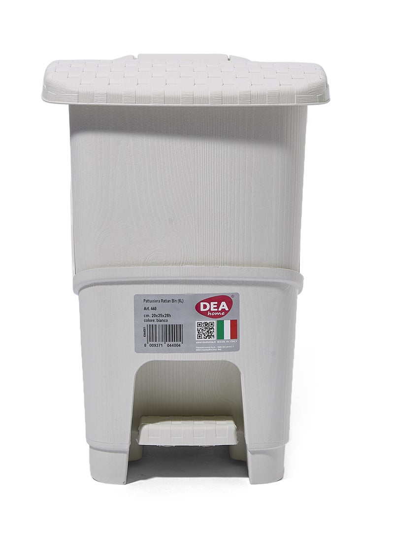 DEA HOME Rattan Pedal Trash Bin Off White 6Liters  - Image 1