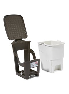 DEA HOME Rattan Pedal Lid Opening Trash Bin Brown/White 6Liters  - Image 2
