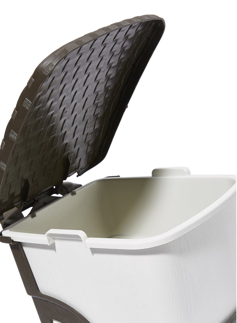 DEA HOME Rattan Pedal Lid Opening Trash Bin Brown/White 6Liters  - Image 3