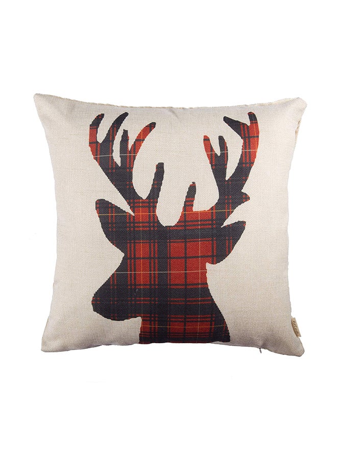Winter Deer Decorative Pillow Cover cotton Beige 18x18inch  - Image 1
