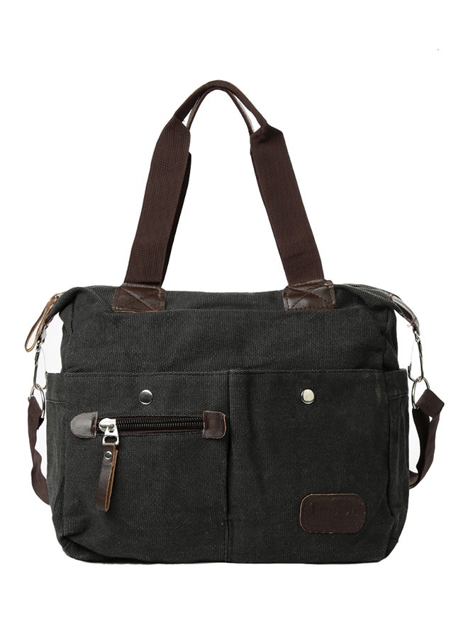 BAGGRA - Zipper Closure Shoulder Bag Black - Image 1