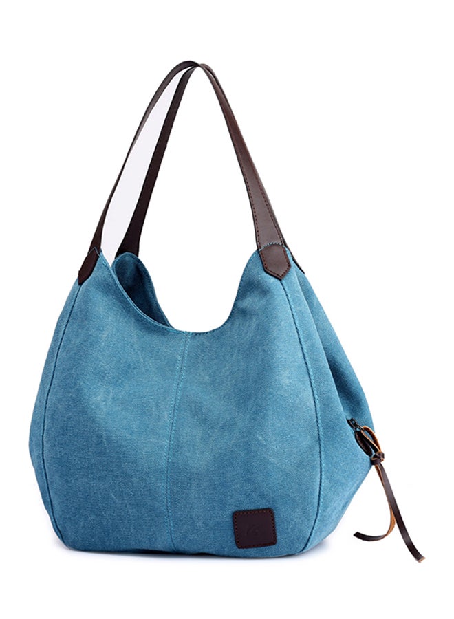 BAGGRA - Stitched Detailed Shopper/Tote Blue - Image 1