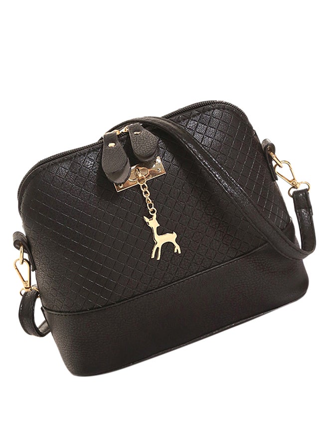 BAGGRA - Zipper Closure Crossbody Bag Black - Image 1
