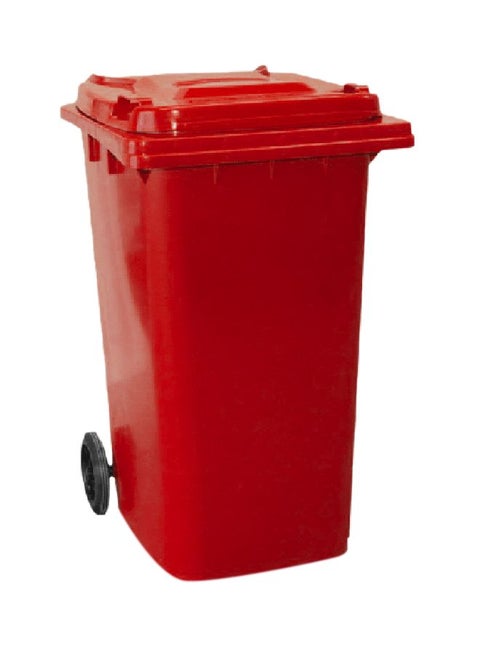 Trash Can With Wheels Red 120Liters