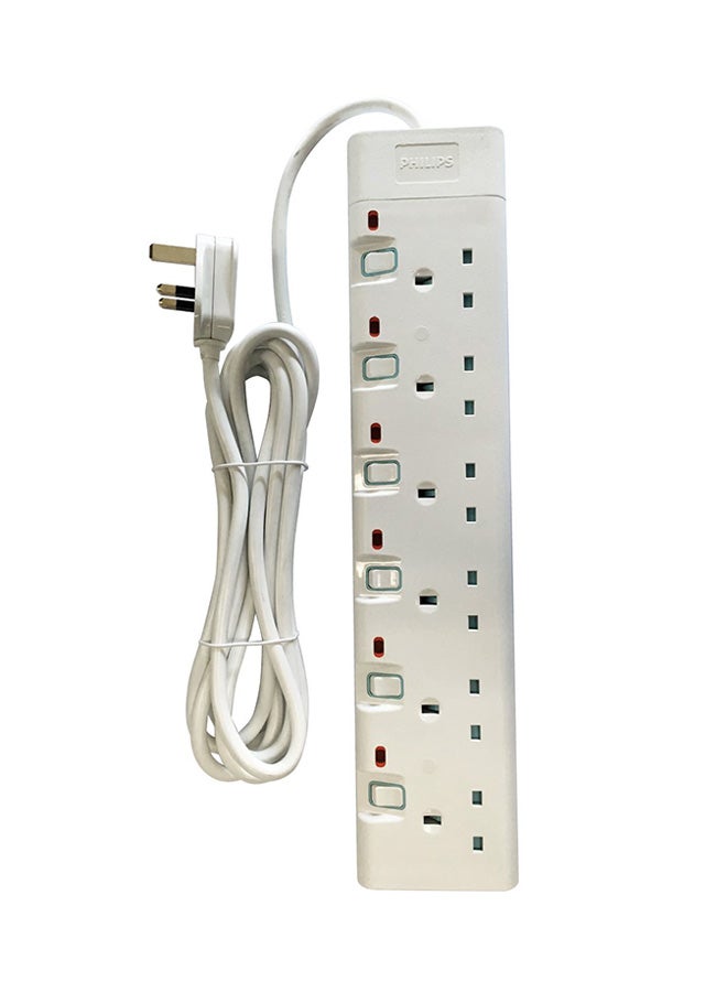 Philips 6-Outlet Extension Socket With Individual Switch White/Blue/Red - Image 1