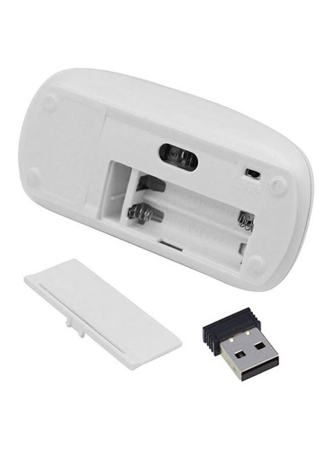 ماركة غير محددة - ماوس لاسلكي نحيف الهيكل مزود بجهاز استقبال USB يعمل بالبلوتوث وتقنية النانو أبيض - Image 1