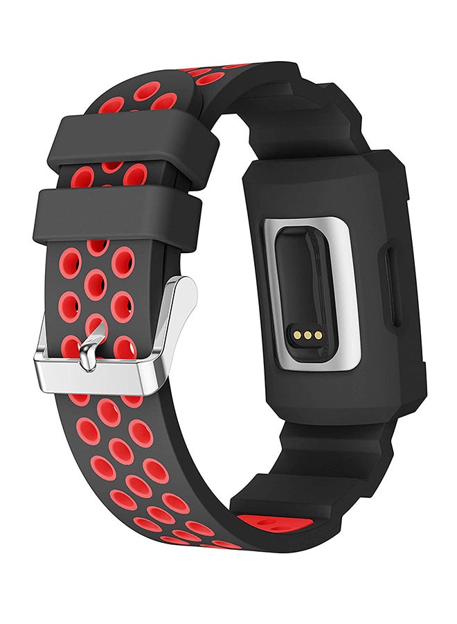 LNKOO Replacement Band For Fitbit Charge 3 Black/Red  - Image 1