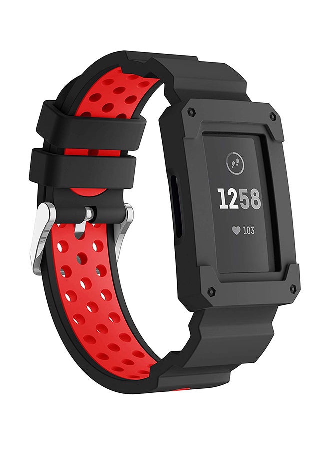 LNKOO Replacement Band For Fitbit Charge 3 Black/Red  - Image 2