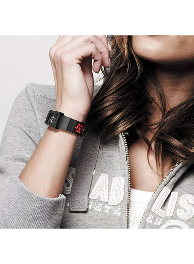 LNKOO Replacement Band For Fitbit Charge 3 Black/Red  - Image 3