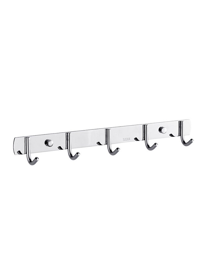 Generic - Towel Hanger Rack With 5 Hooks Silver 37 x 6 x 3.6cm - Image 1