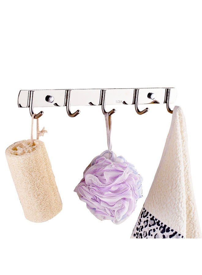 Generic - Towel Hanger Rack With 5 Hooks Silver 37 x 6 x 3.6cm - Image 1