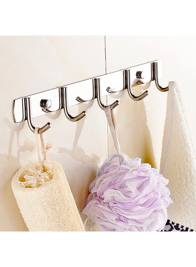 Generic - Towel Hanger Rack With 5 Hooks Silver 37 x 6 x 3.6cm - Image 1