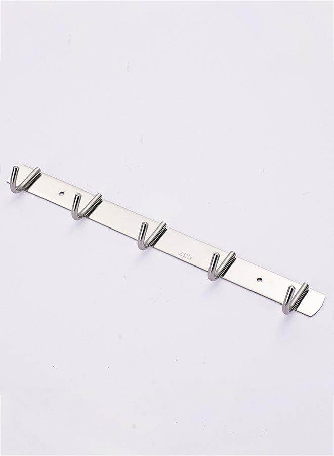 Generic - Towel Hanger Rack With 5 Hooks Silver 37 x 6 x 3.6cm - Image 1