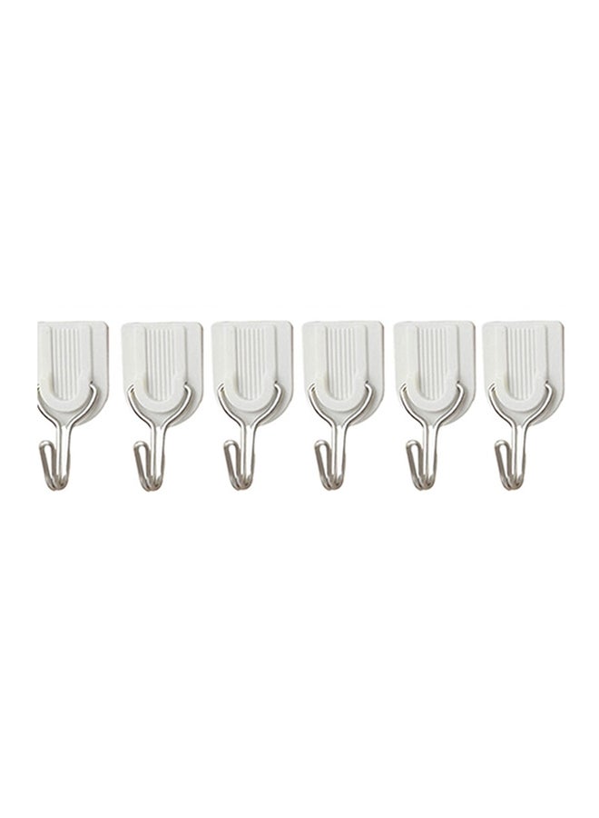 6-Piece Wall Sticky Hooks White 2.50 x 4.70 x 2.00cm - Image 1